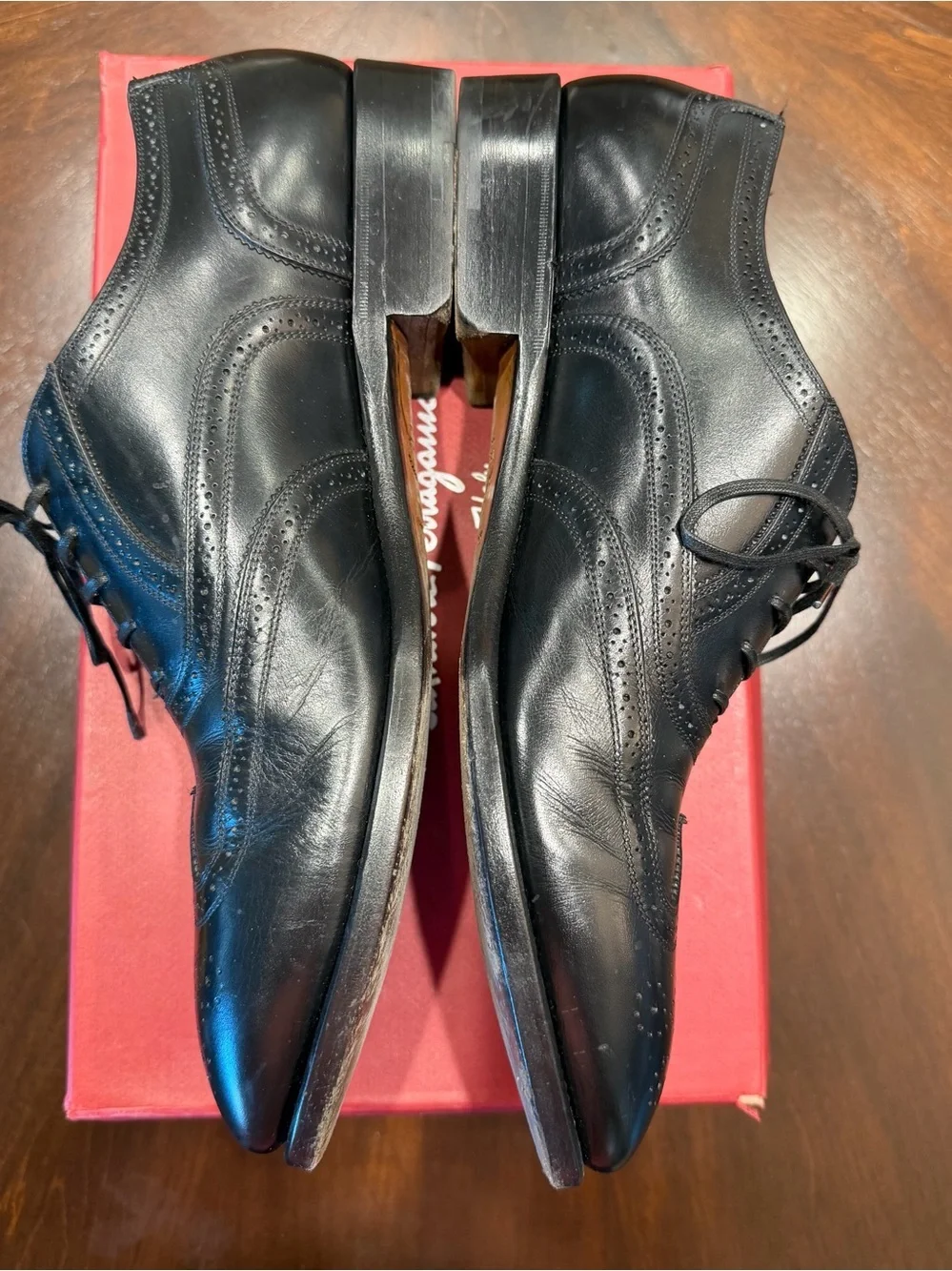 Black Leather Tramezza Wingtip Dress Shoes - Salvatore Ferragamo